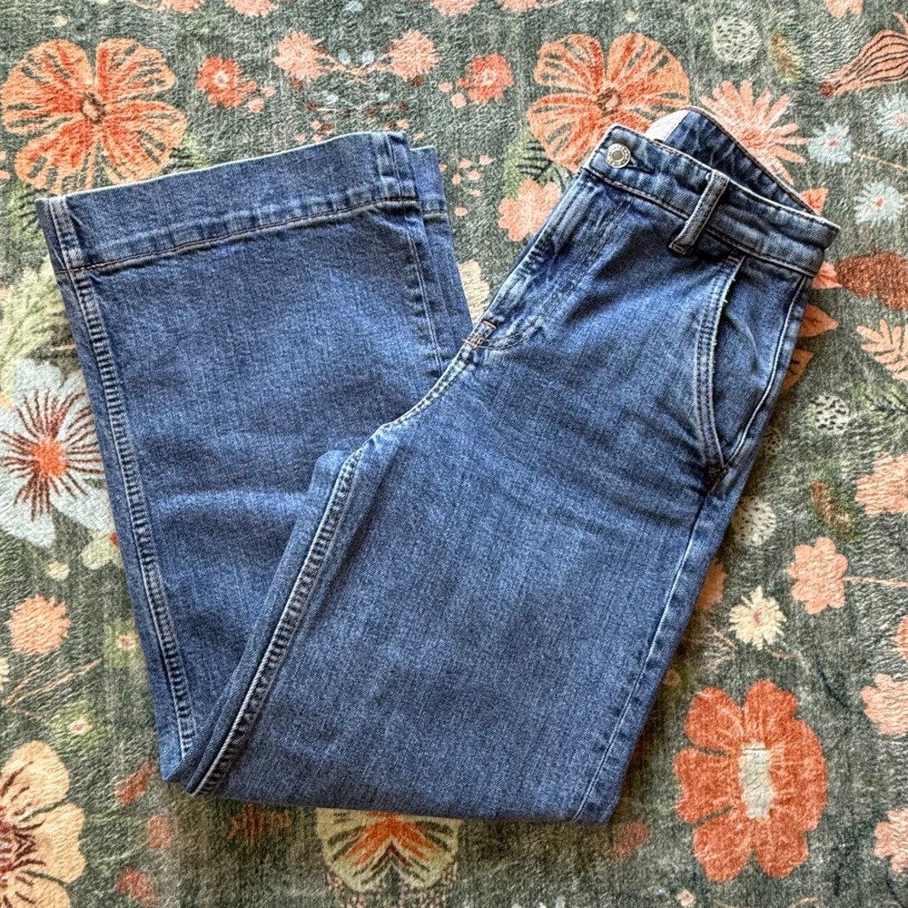 Everlane The Wide Leg Jean High Rise Medium Wash Blue Denim WW-MHW-4351 Size 27